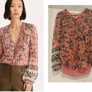 Veronica Beard Pink Floral Blouse